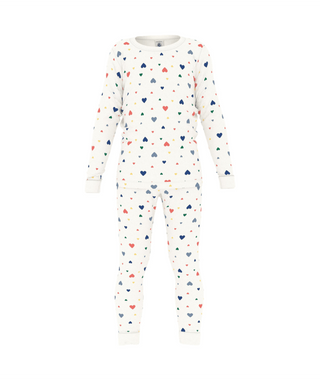 White with Multicolor Hearts Pajama Set