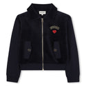 Navy Velour Zip Up Sweatshirt
