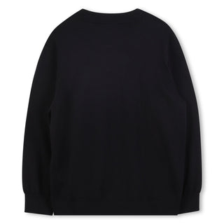 Black Patch Detail Knit Sweater