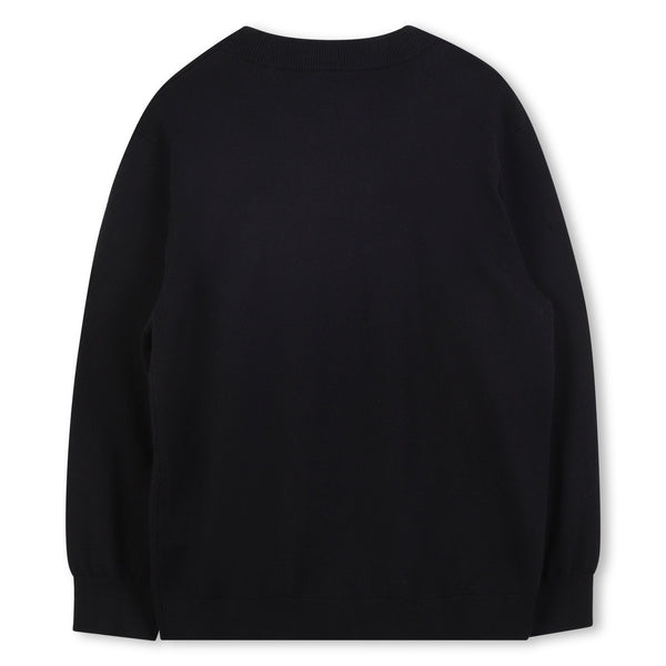 Black Patch Detail Knit Sweater