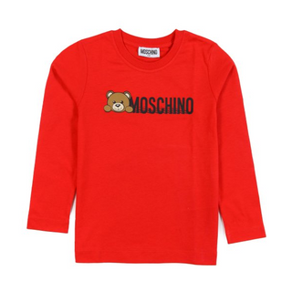 Red LS Bear with Logo Text Tee