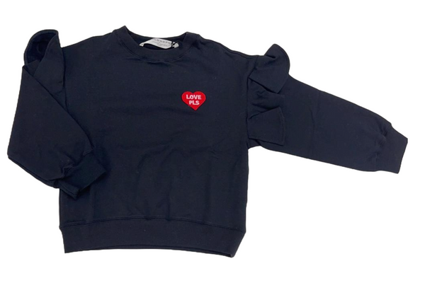 Black Long Sleeves Sweatshirt with Ruffle Patch