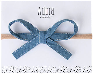 Denim Ribbon Bow Headbands