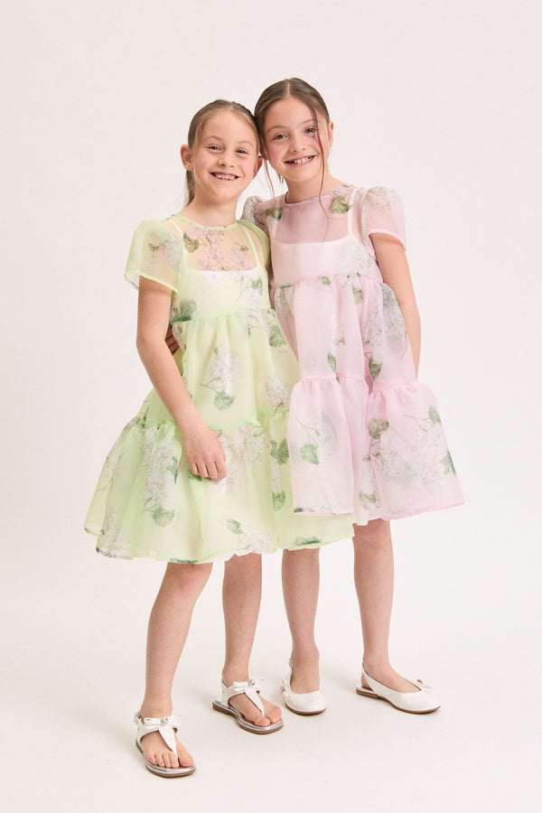 Green Garden Tiered Organza Dress