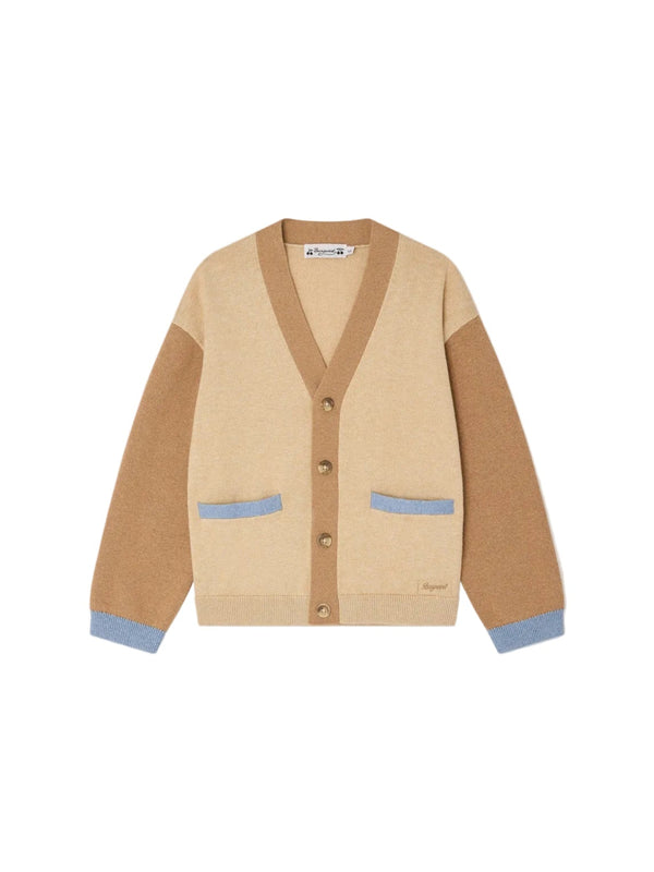 Beige and Blue Knit Edouard Cardigan