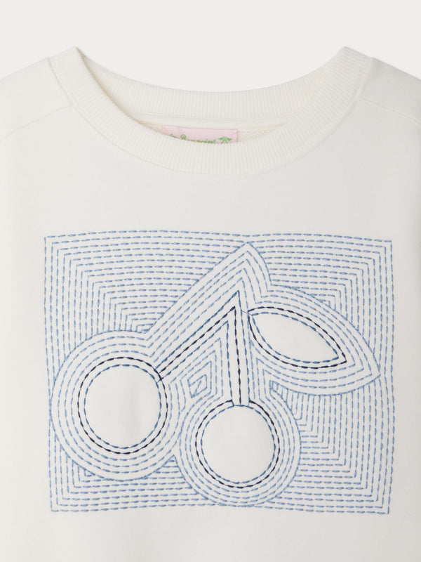 White and Blue Cherry Gena Crewneck