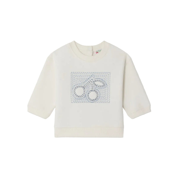 White and Blue Baby Cherry Dahlia Crewneck