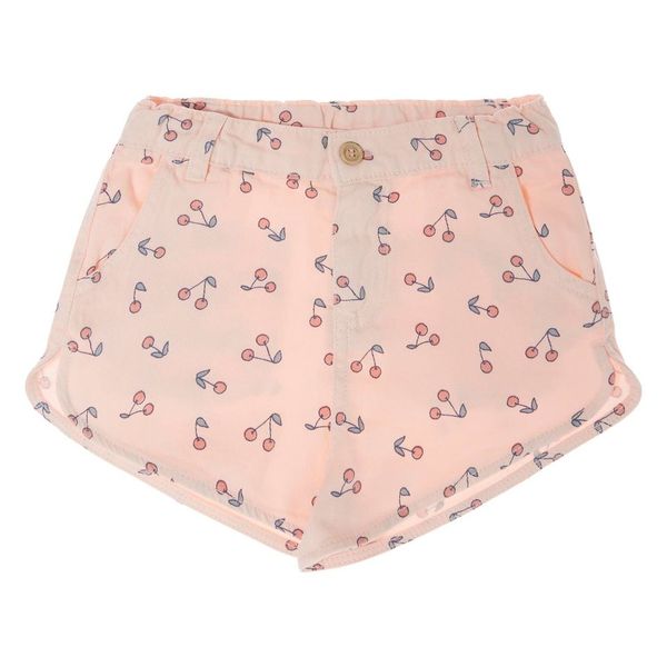 Pale Prink Cherry Print Twill Shorts