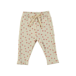 Off White Baby Leggings with Hearts