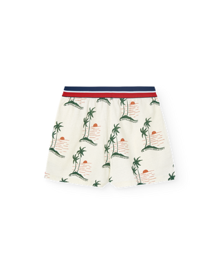 White Lindo Poodle Palm Tree Shorts