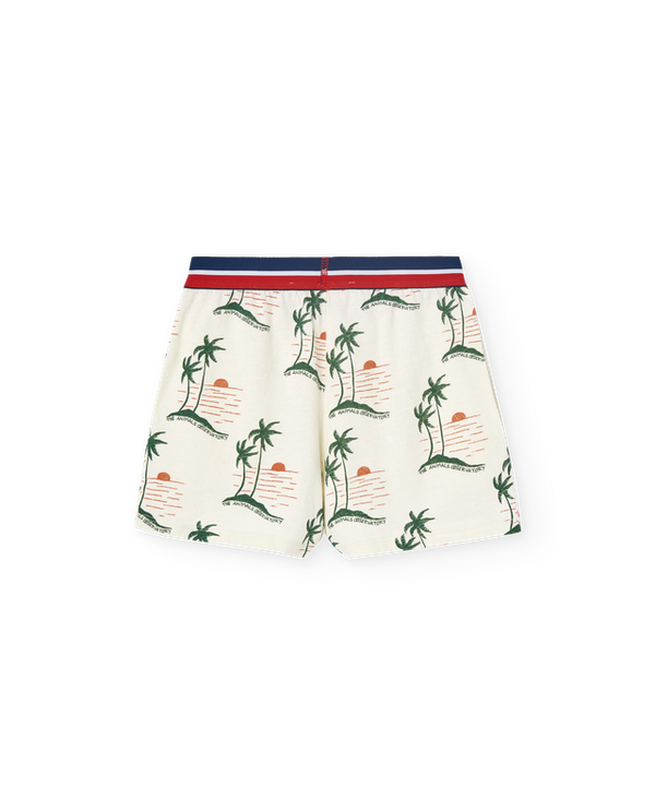 White Lindo Poodle Palm Tree Shorts