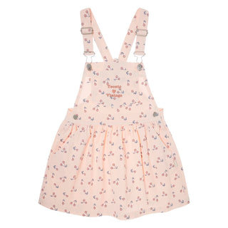 Pale Pink Cherry Print Pinafore Dress