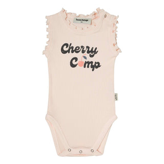 Pale Pink Cherry Camp Ribbed Bodysuit