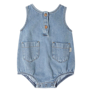 Blue Denim Baby Pocket Romper