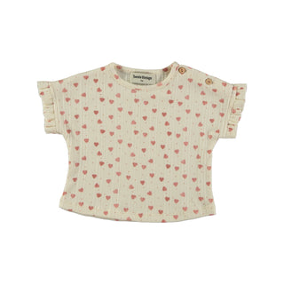 Off White Baby Tee with Hearts