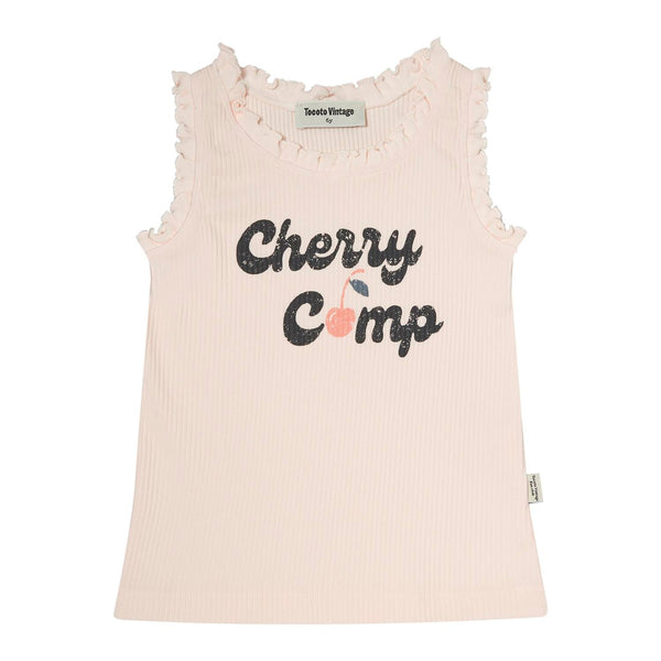 Pale Pink Cherry Camp Sleeveless Tee