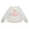 White and Blue Striped "Sorry We´re Closed For Vacation" Sweatshirt