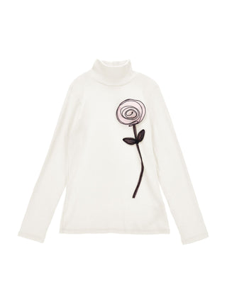 White 3D Rose Turtleneck