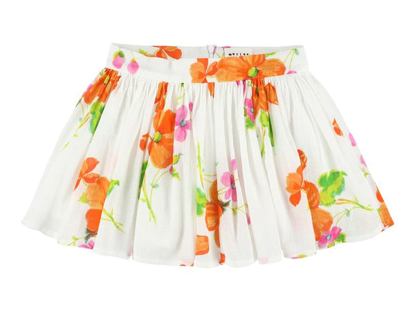 White Sprint Floral Zipper Skirt