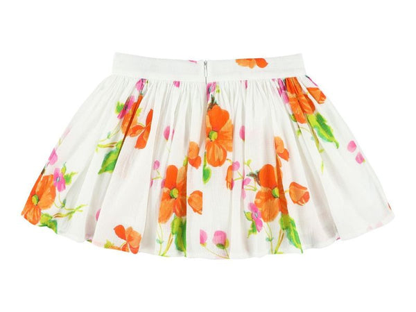 White Sprint Floral Zipper Skirt