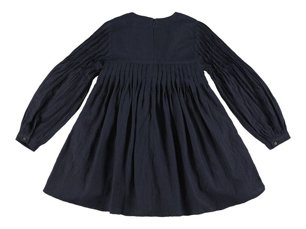 Navy Yndia Long Length Pleated Dress