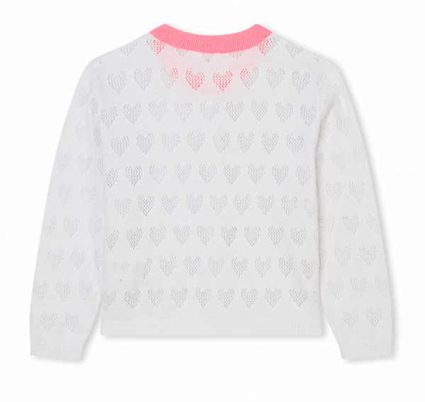 White Small Hearts Knit Cardigan
