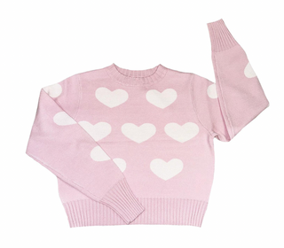 Pink Knit Sweater with Hearts