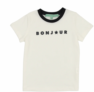 White with Navy Star Bonjour Tee
