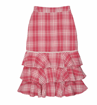 Red Plaid Maxi Layered Skirt