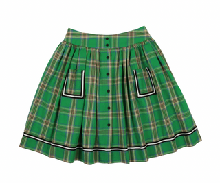 Green Plaid Skirt with Pockets