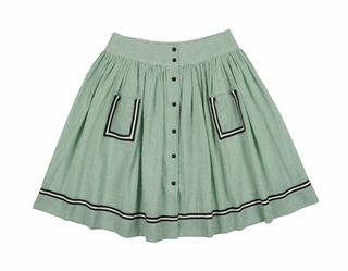 Green Seersucker Skirt with Pockets