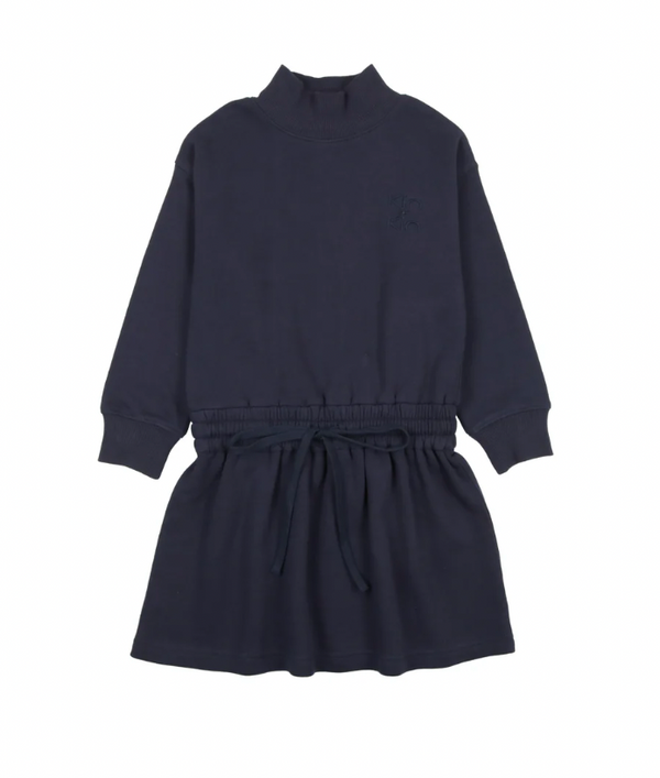 Blue Sweatshirt Drawstring Dress