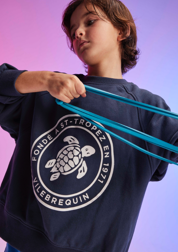 Navy with Turtle Crewneck Sweatshirt