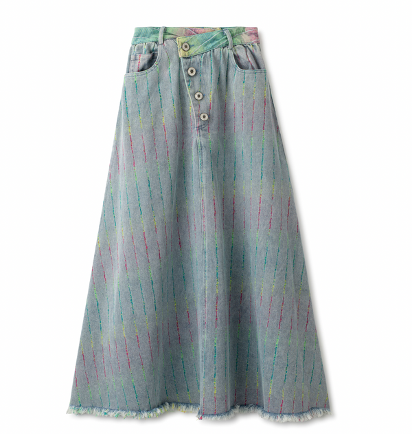 Denim Rainbow Maxi Skirt