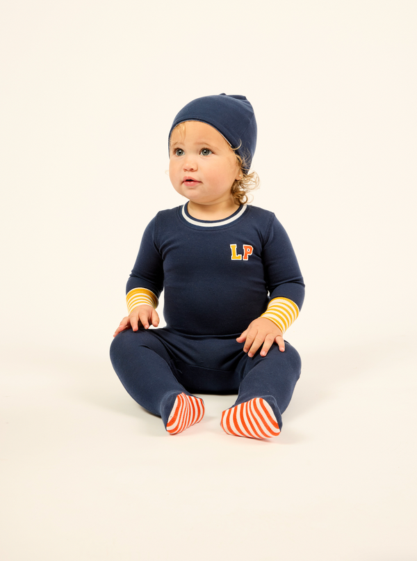 Navy Varsity Colorblock Footie