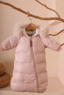Pink Puffer Fur Hood Bunting
