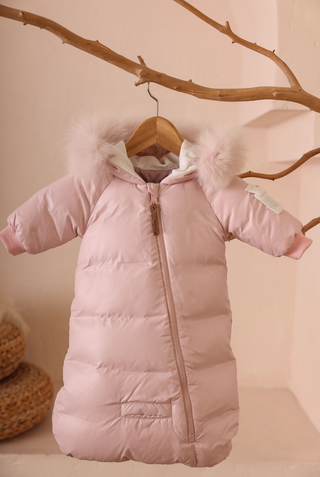 Pink Puffer Fur Hood Bunting