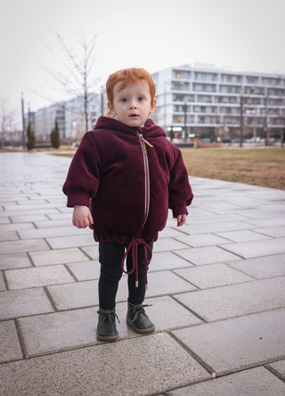 Maroon Velour Hooded Winter Bomber