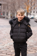 Black with Tan Contrast Tape Winter Jacket