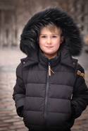 Black with Tan Contrast Tape Winter Jacket