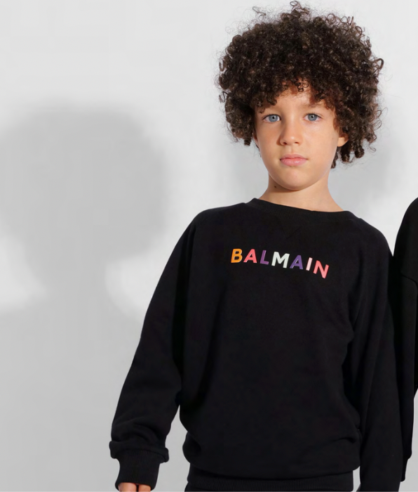 Black Multicolor Logo Crewneck