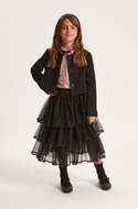 Black Tulle Tiered Midi Skirt