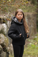 Black Wool Hooded Bomber Coat