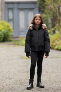 Black with Brown Rabbit Hooded Coat