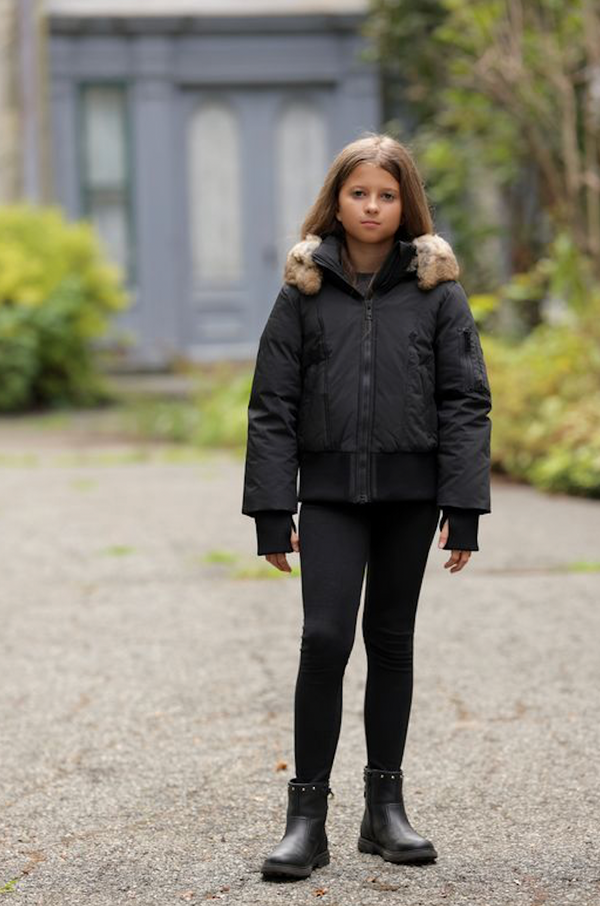 Black with Brown Rabbit Hooded Coat