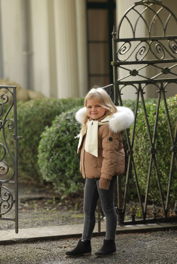 Tan with Ivory Shawl Jacket