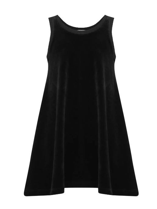 Black Velour Short Jumper Dress