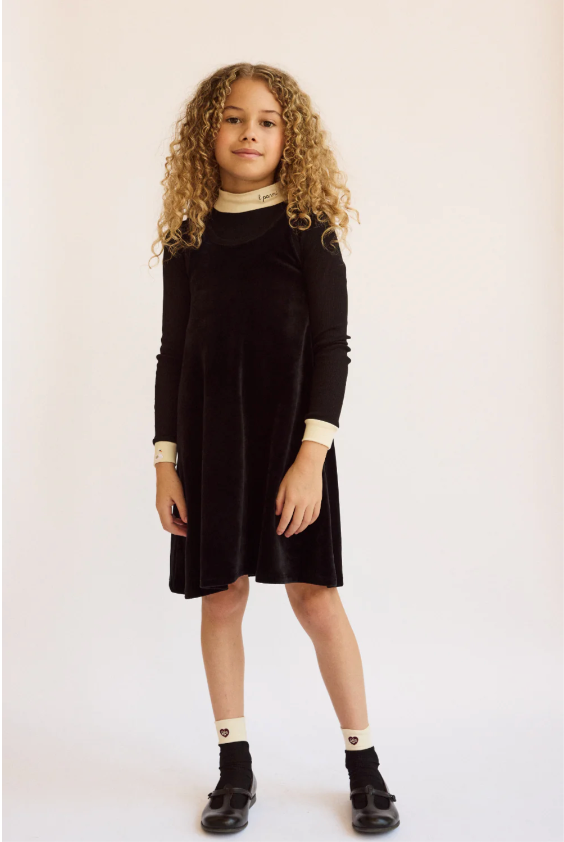 Black Velour Short Jumper Dress