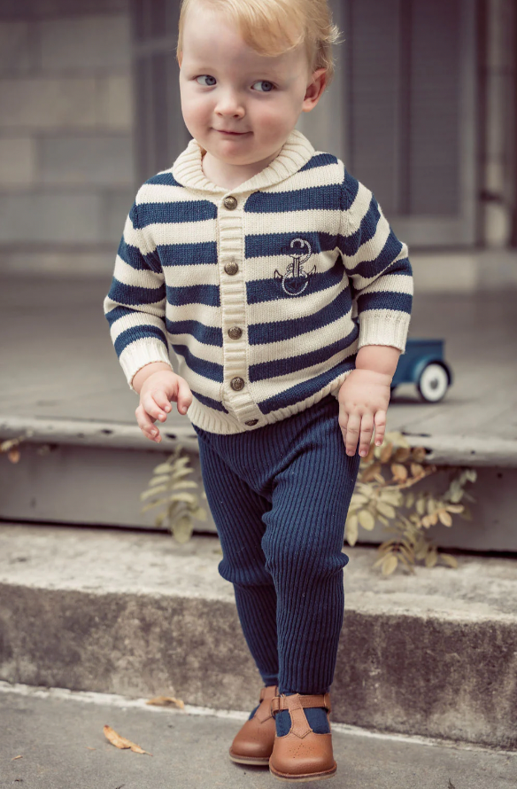 Navy Ribbed Leggings