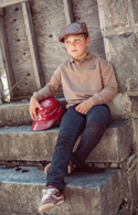 Taupe Graphic Polo Sweater